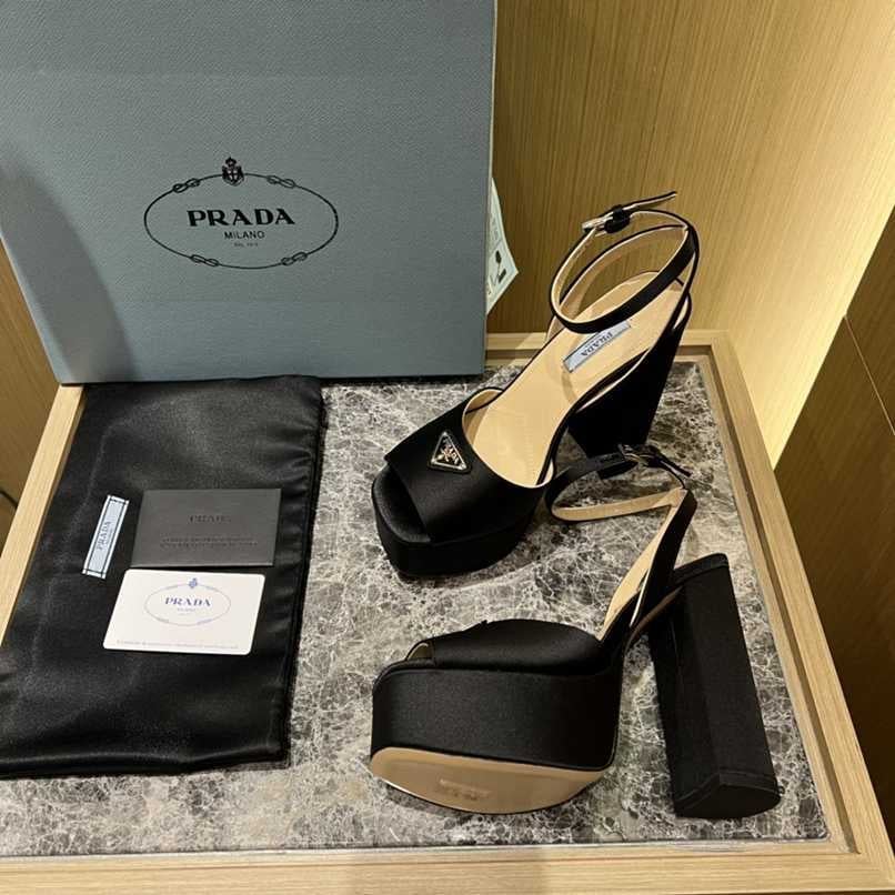 Prada High-Heeled Satin Sandals Black 1Xp48B049F0002F135 view 10