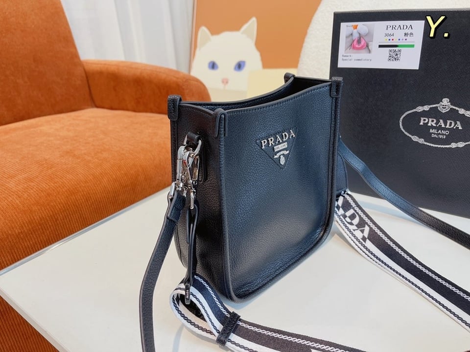 Prada Leather Mini Shoulder Bag Black 20Cm view 8