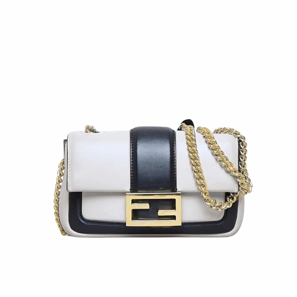 Fendi Women Mini Baguette Chain Shoulder Bag White 19Cm view 2