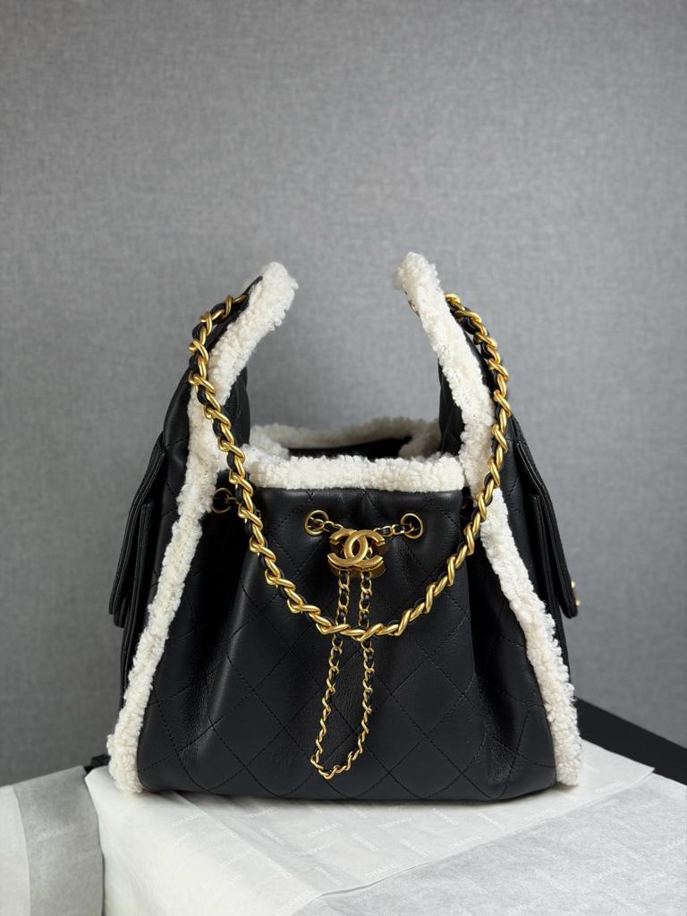 Chanel 25 Small Handbag Crumpled Shearling Sheepskin view 2