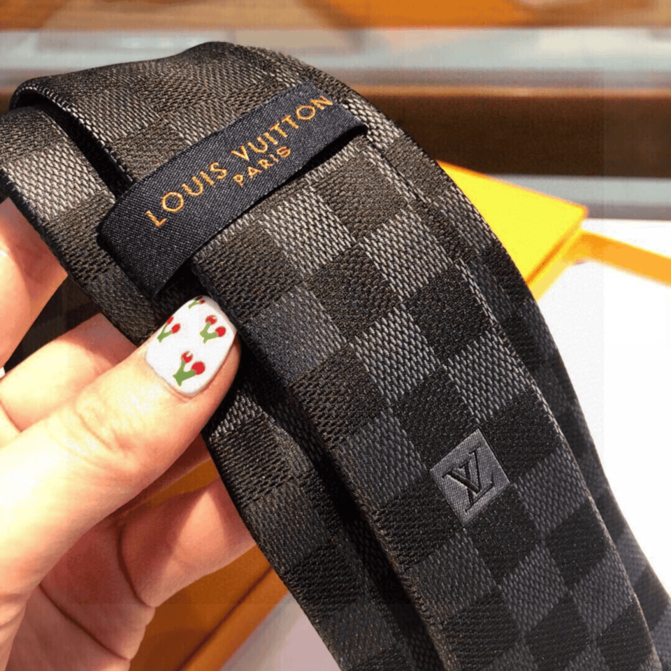Louis Vuitton Black Damier Canvas Tie For Men view 6