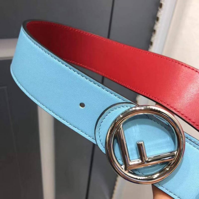 Fendi Reversible 40mm Round Buckle Belt 8C0579 Blue / Red view 8