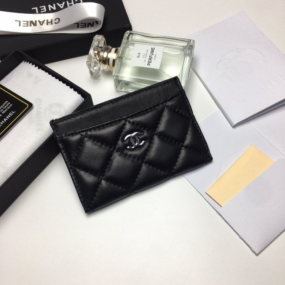 Chanel Card Holder 11.2 Black Calfskin Silver Icon view 2