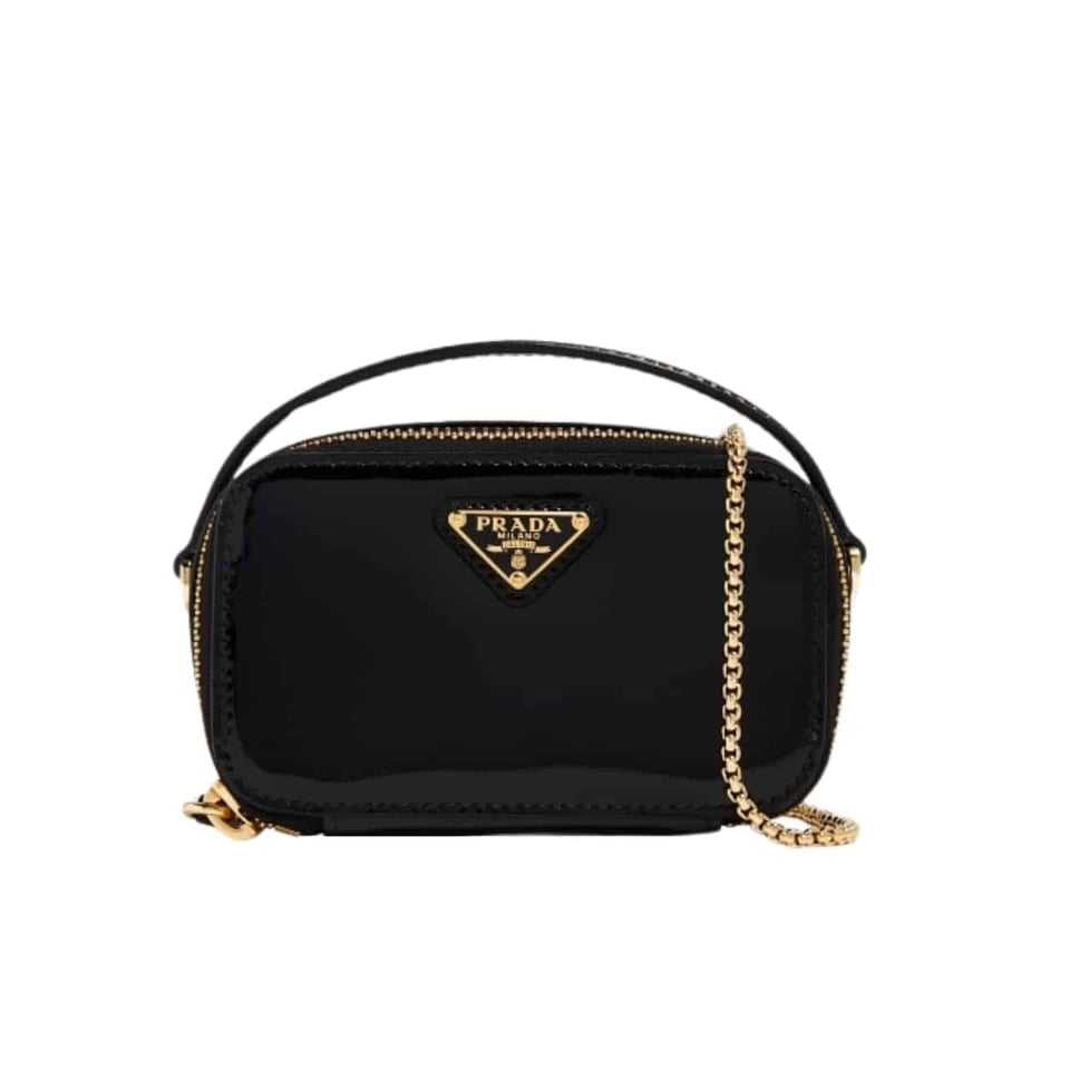 Prada Patent Leather Mini Pouch Black 18Cm view 2