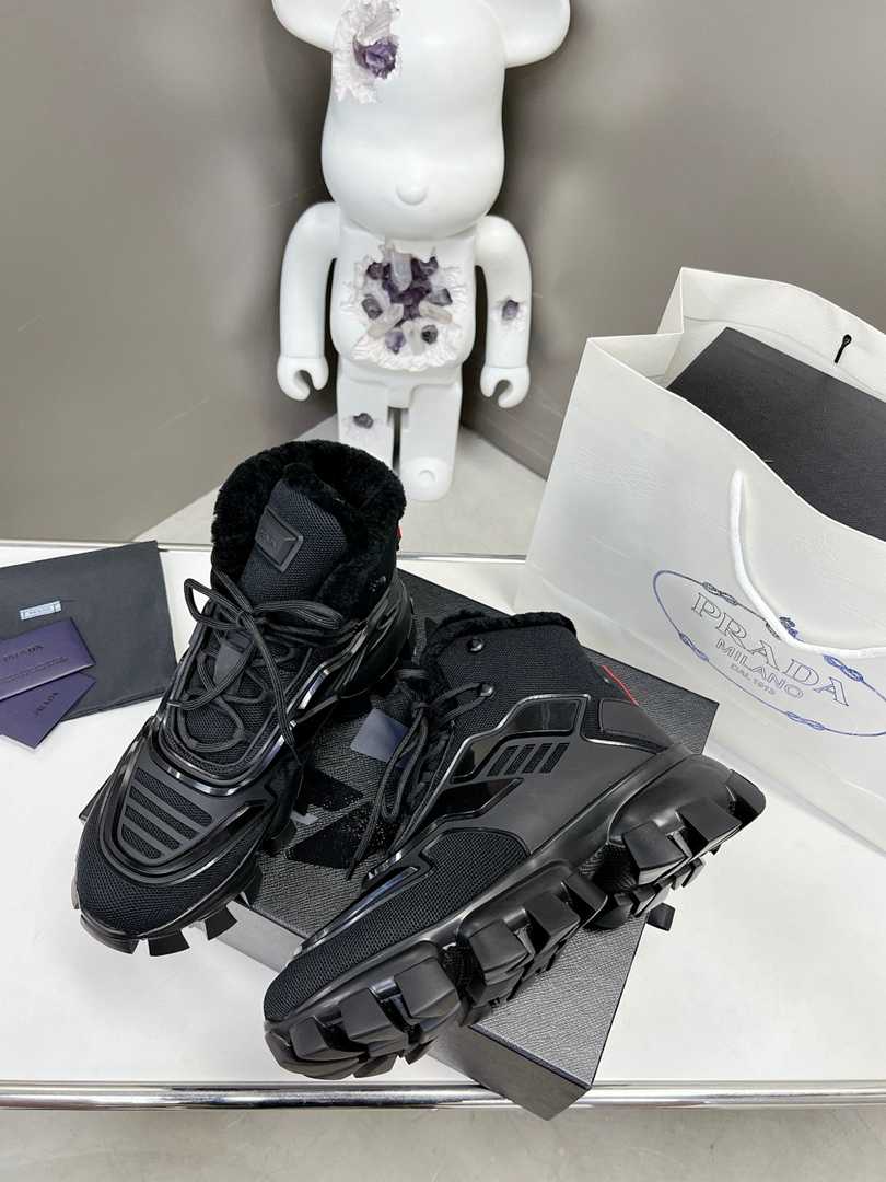 Prada Cloudbust Thunder High Top Sneakers Black view 9
