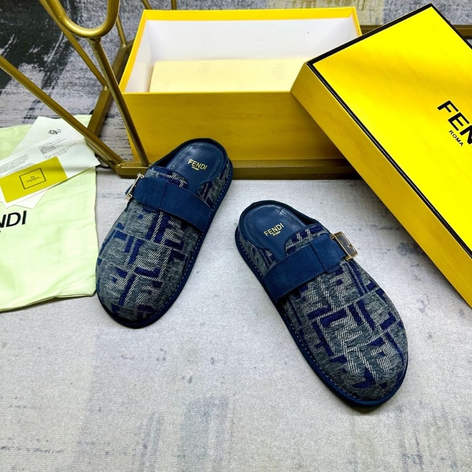 Fendi Feel Ff Denim Mules Blue 8R8448Akzpf1Pz7 view 4