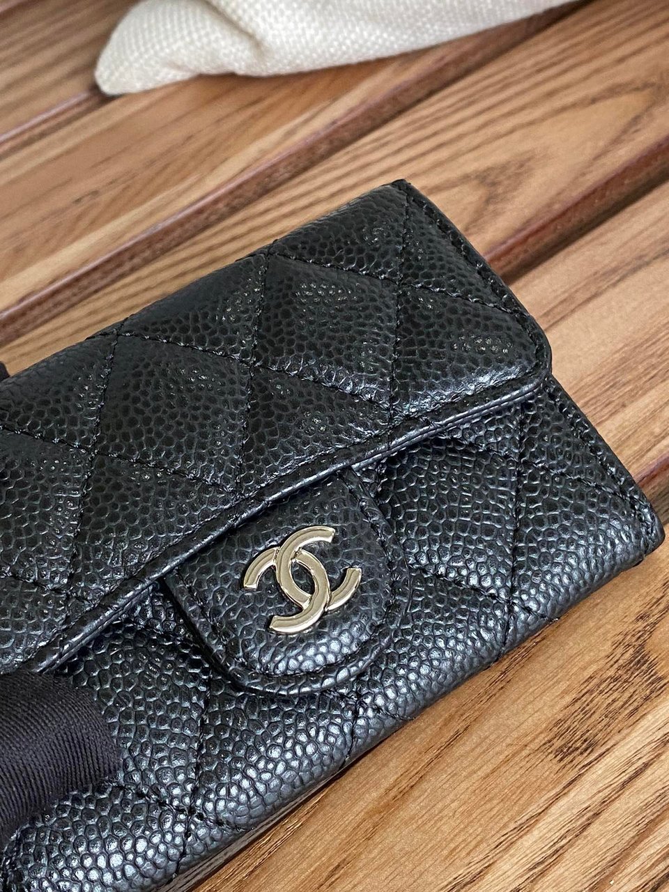 Chanel Small Wallet 11Cm Black Caviar Silver Hardware view 7
