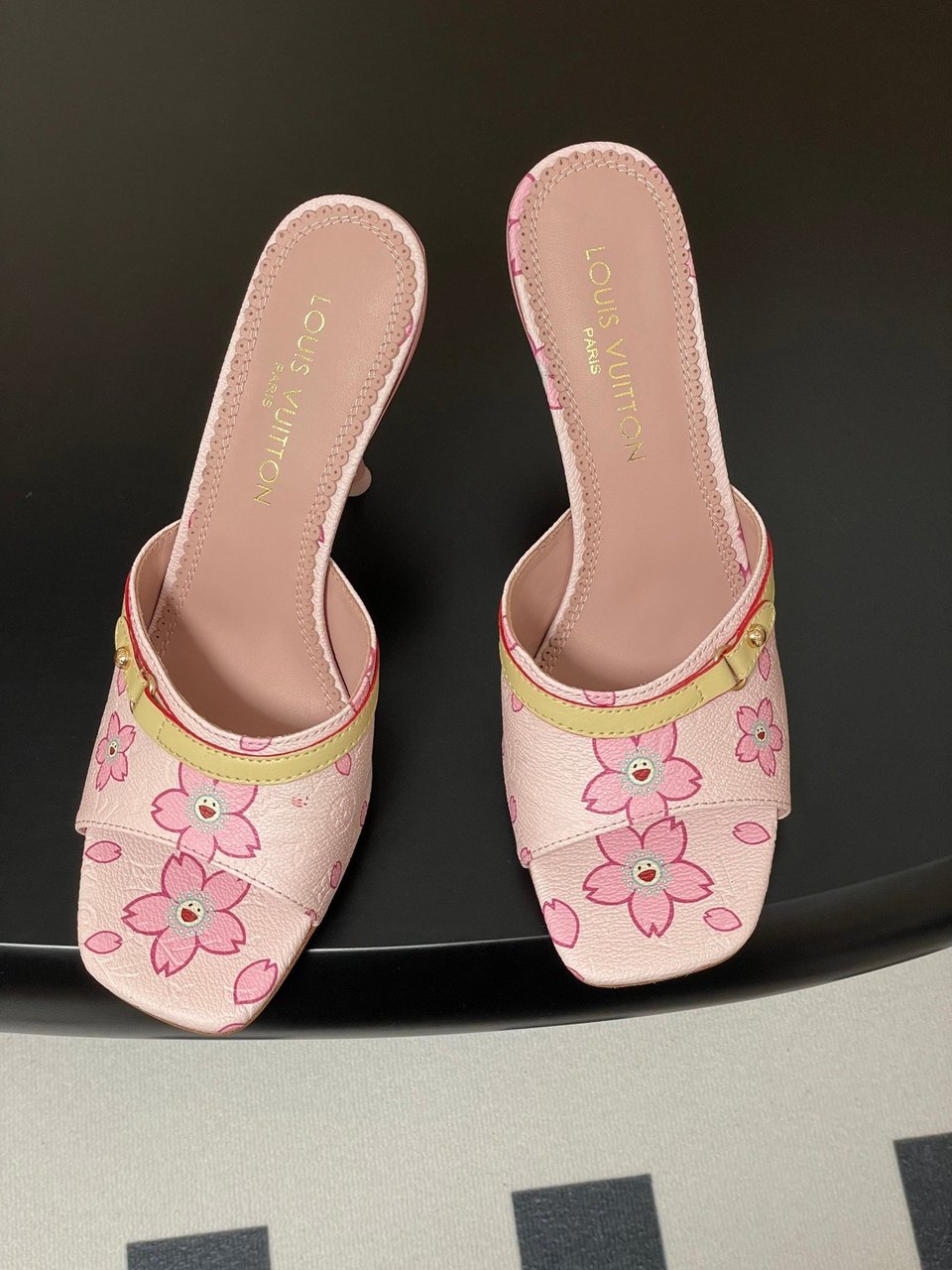 Louis Vuitton x Takashi Murakami Cherry Blossom Mule Pink Monogram Canvas view 7