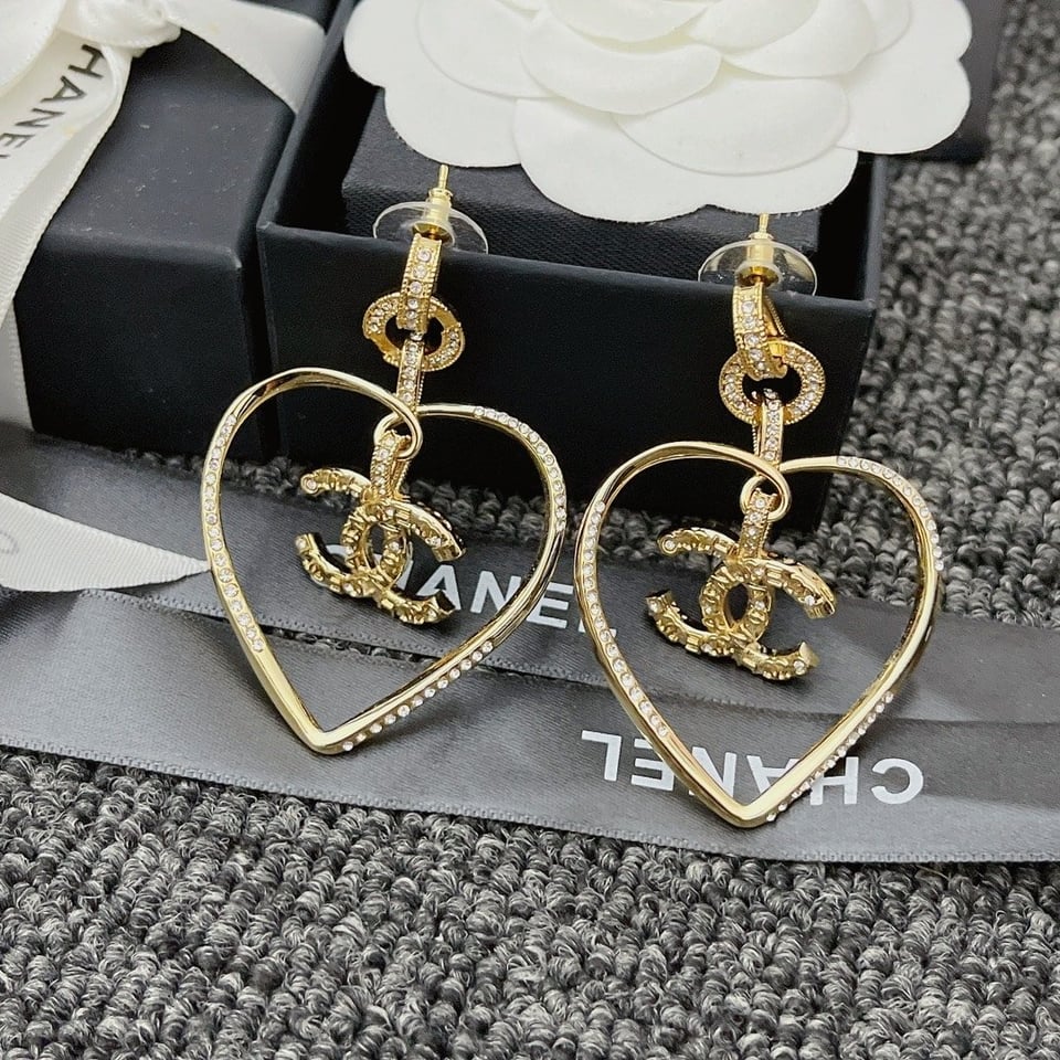 Chanel Gold Cc Logo Heart Earrings view 2