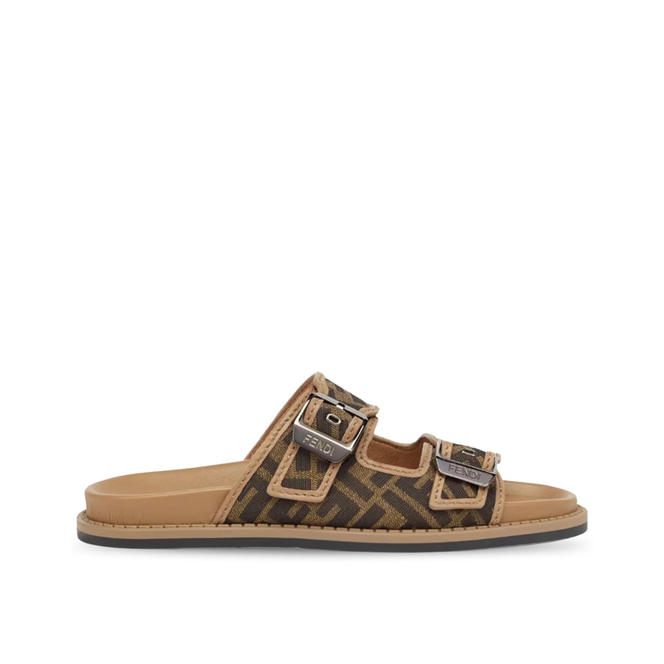 Fendi FF Jacquard Double Buckle Slide Sandals for Men