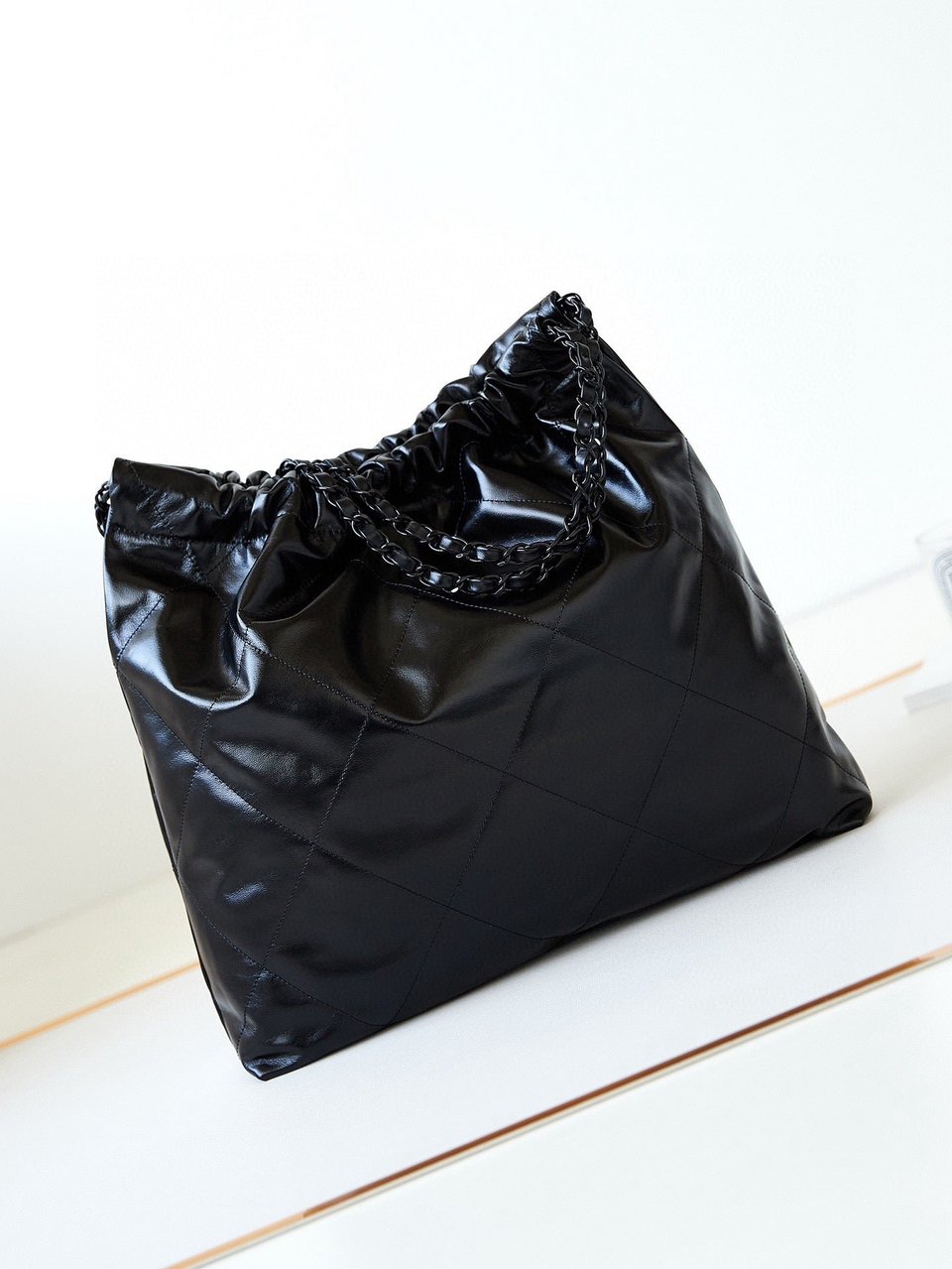 Chanel 22 Hobo Black Calfskin Black Hardware view 8