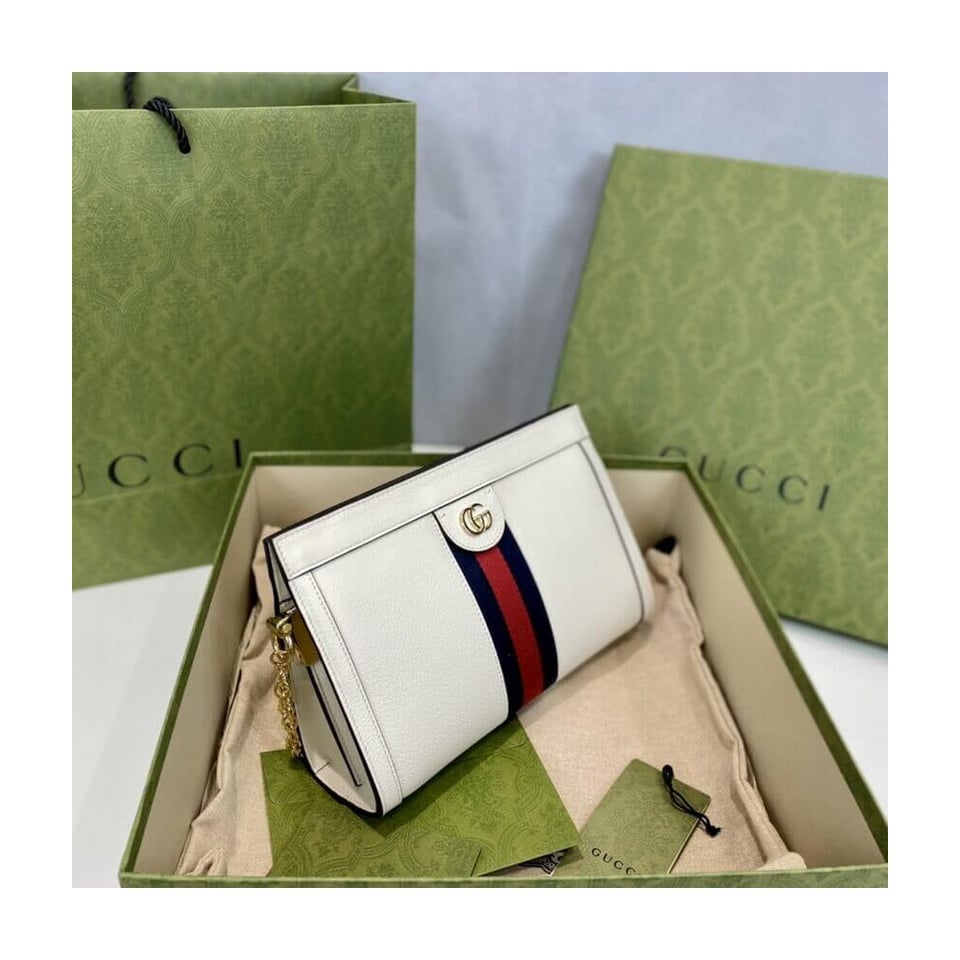 Gucci Ophidia Small Shoulder Bag in White Leather view 7