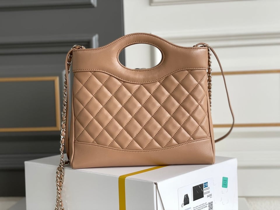 Chanel 24S31 Shopping Bag 22Cm Brown Lambskin Gold Hardware view 6
