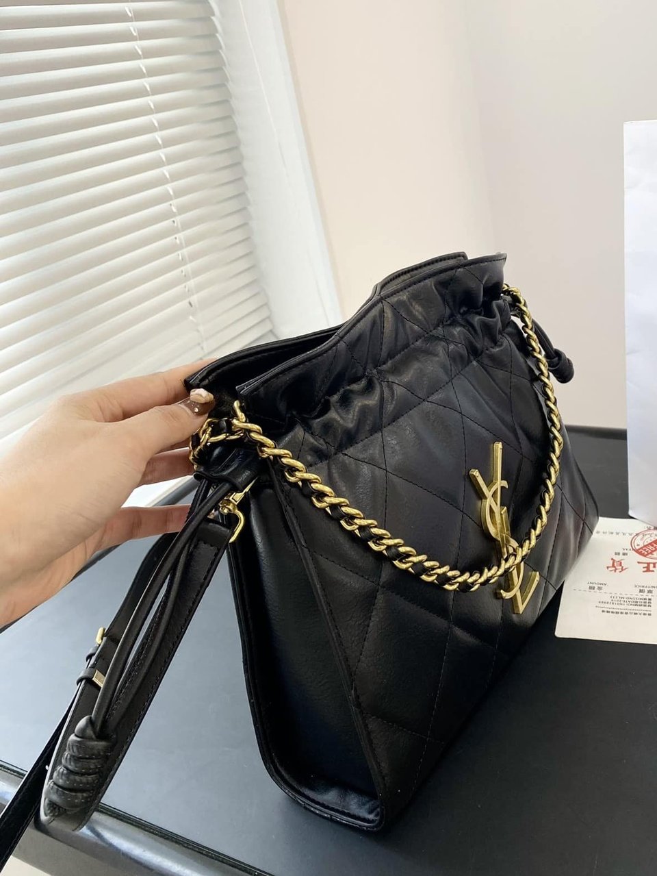 Saint Laurent Bucket Bag Quilted Black 29Cm view 3