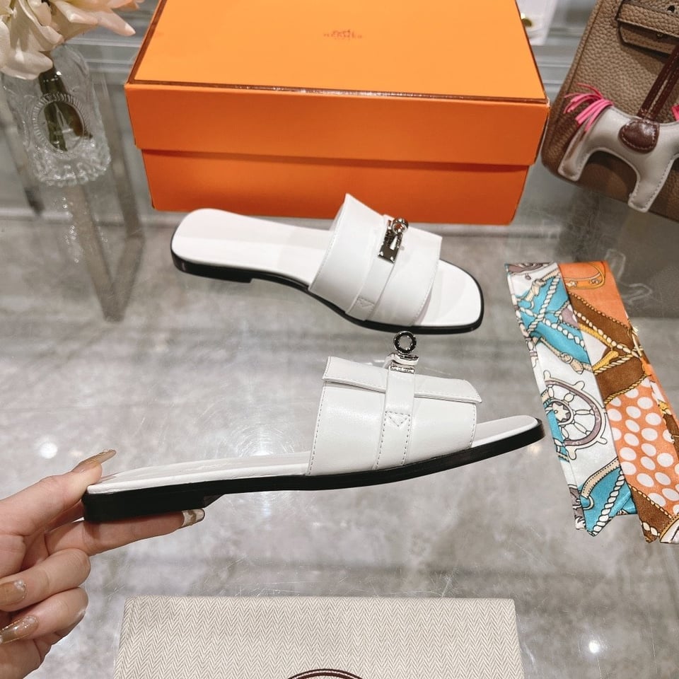 Hermes Giulia Sandal White view 5