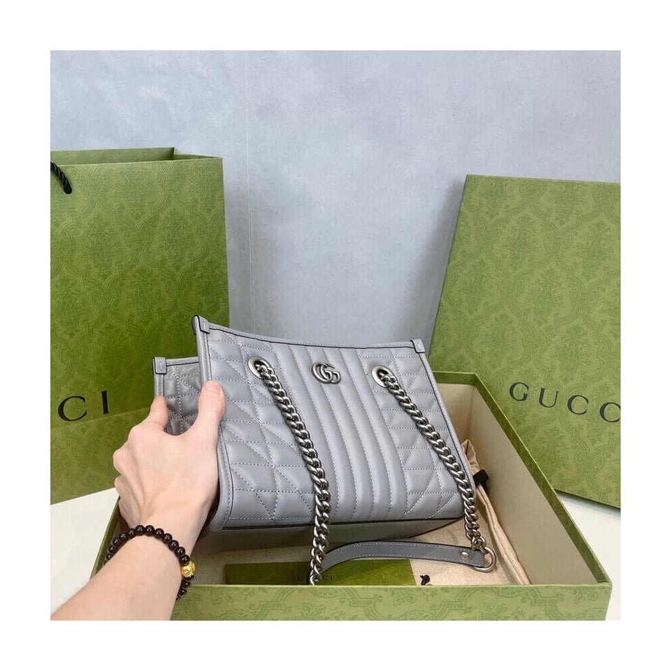 Gucci GG Marmont Small Tote Bag Grey view 9