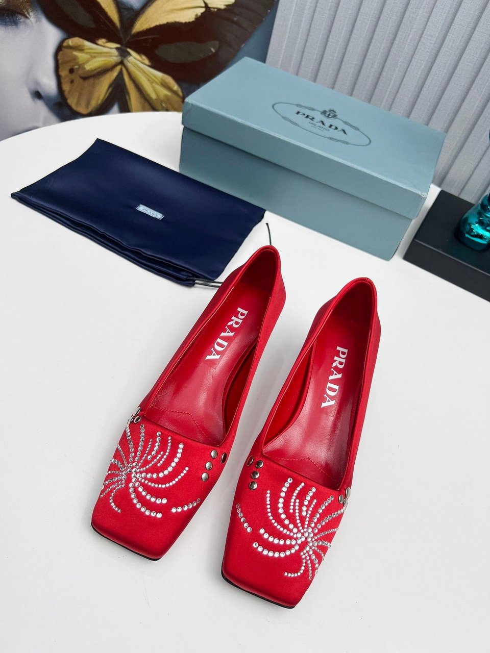 Prada Crystal Pumps Red view 6