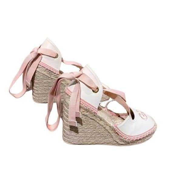 Gucci Gg Canvas Wedge Espadrilles Pink view 2