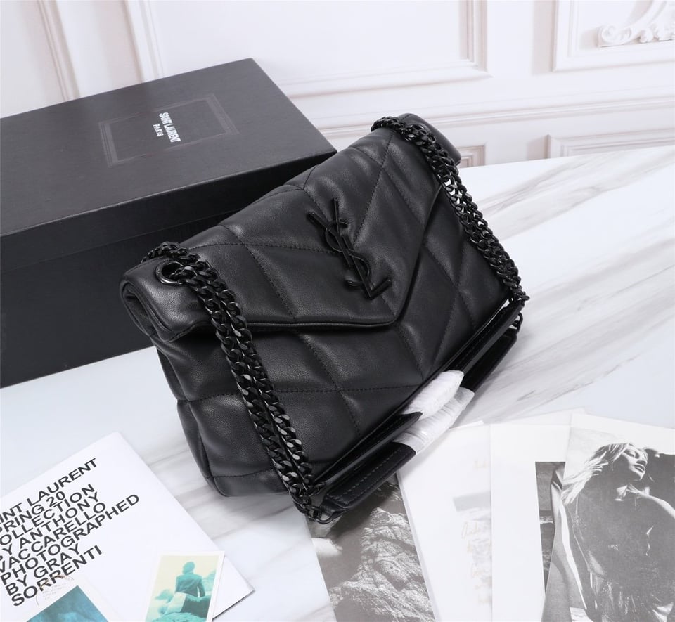 Saint Laurent Puffer Small Chain Bag In Quilted Black Noir view 4