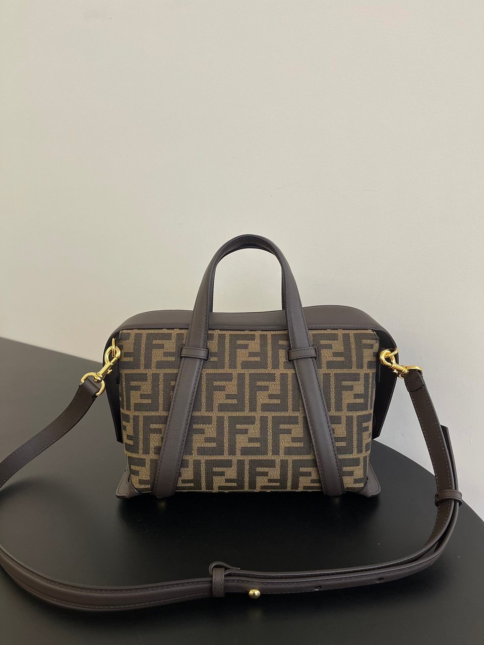 Fendi Boston 365 Brown Ff Jacquard Fabric Bag 27.5 Cm view 9
