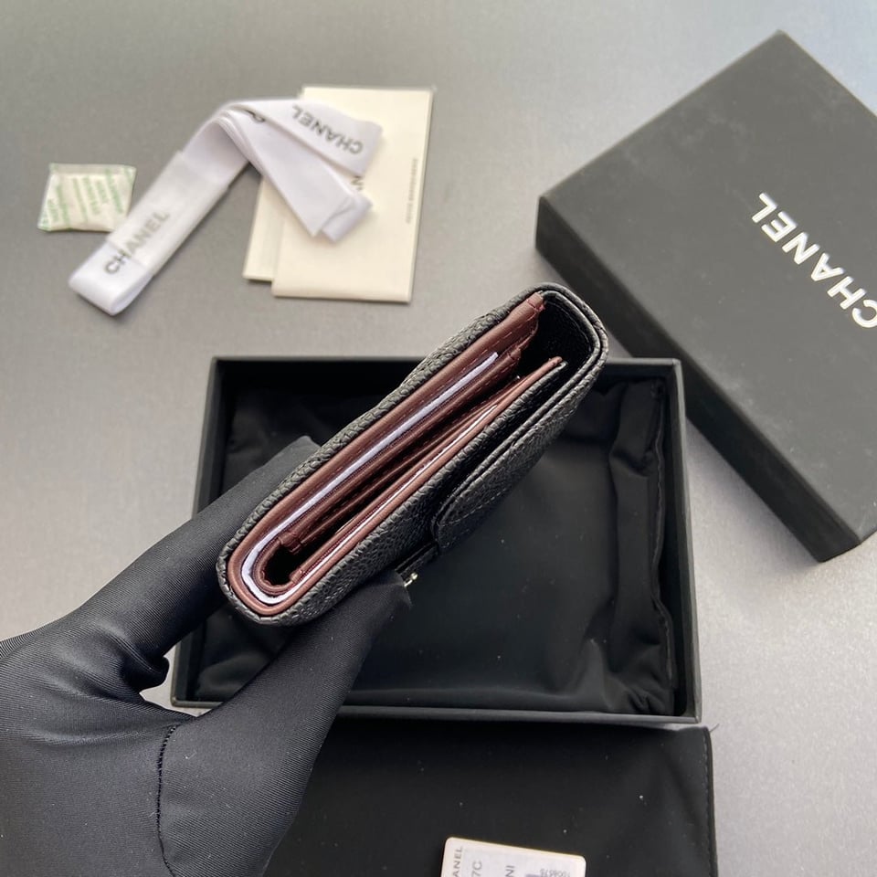 Chanel Wallet 15Cm Black Caviar Silver Hardware view 9