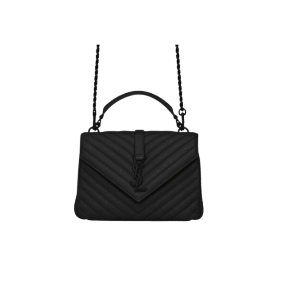 Saint Laurent College Medium Chain Bag In Quilted Leather Black Noir 24Cm view 2