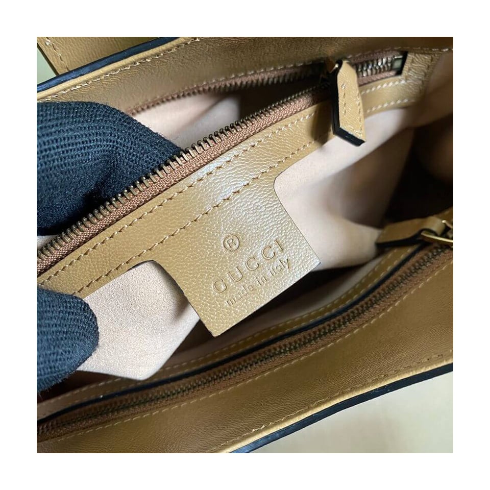 Gucci Small Top Handle Bag with Double G in Brown Leather view 11