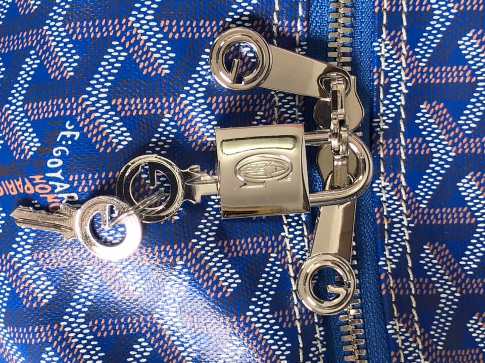 Goyard Boston 50 Bag Cm Sapphire Blue Goyardine Canvas And Calfskin Trim view 6