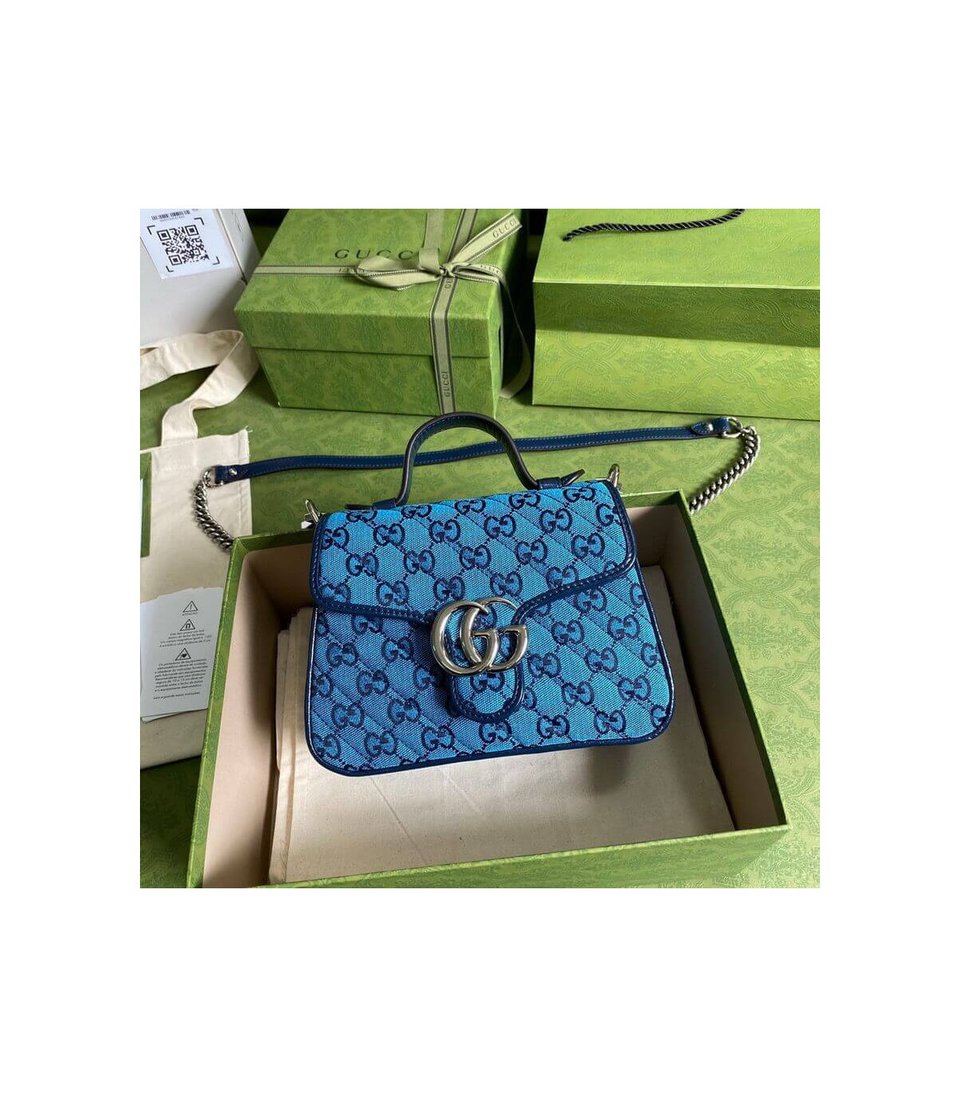 Gucci GG Marmont Multicolour Mini Top Handle Bag Blue view 2