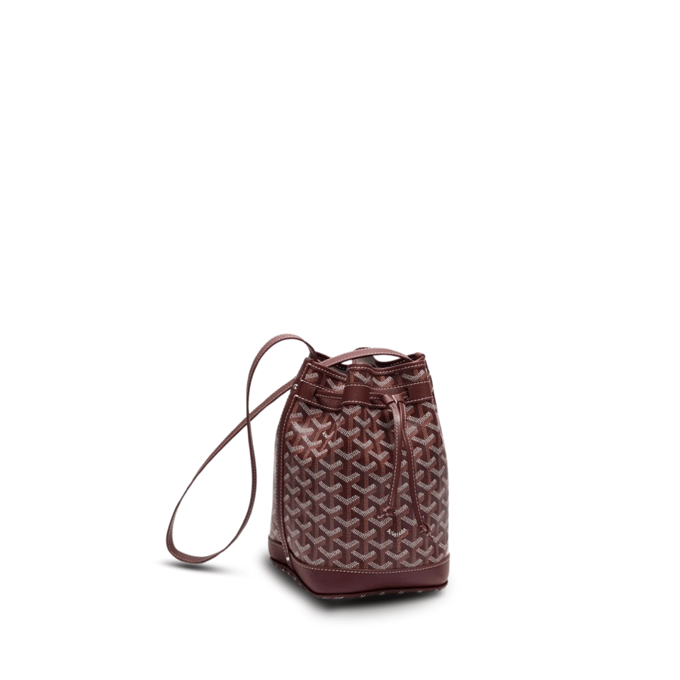 Goyard Petit Flot Bucket Bag 22 Cm Wine Red Goyardine Canvas And Lambskin Trim view 2