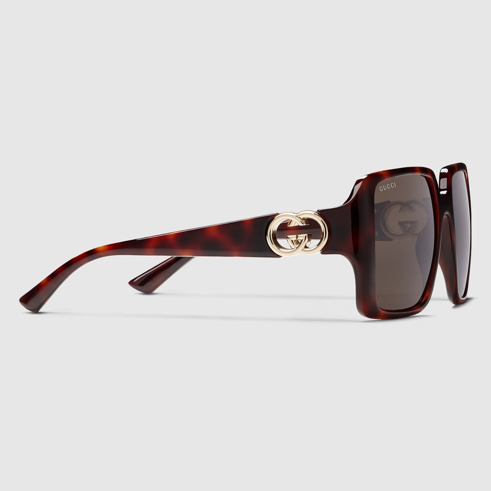 Gucci Tortoiseshell Square Frame Sunglasses GG1692S view 3