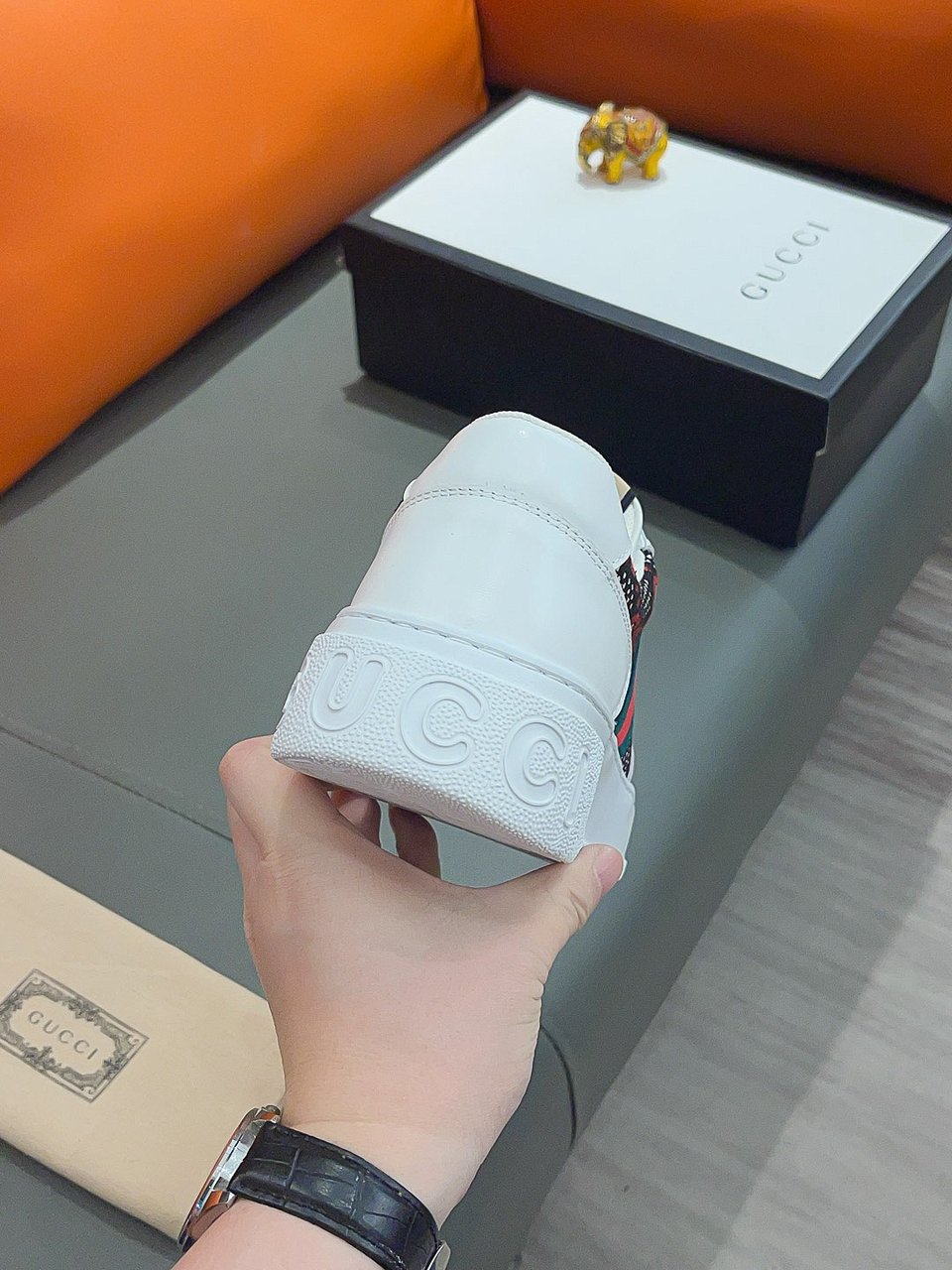 Gucci Screener Gg High Top Sneaker White With Red Logo view 8