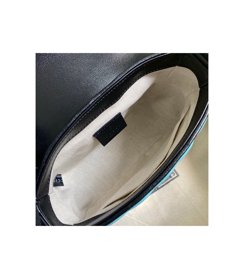 Gucci GG Marmont Mini Bag Butter and Pastel Blue Leather view 10