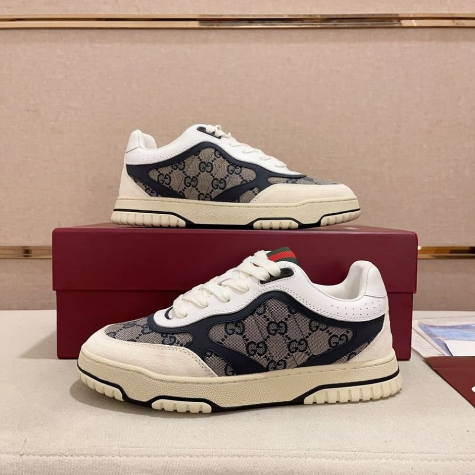 Gucci Women’S Re Web Sneaker Original Gg Canvas Beige And Blue ?787476 Aadhw 9552 view 7