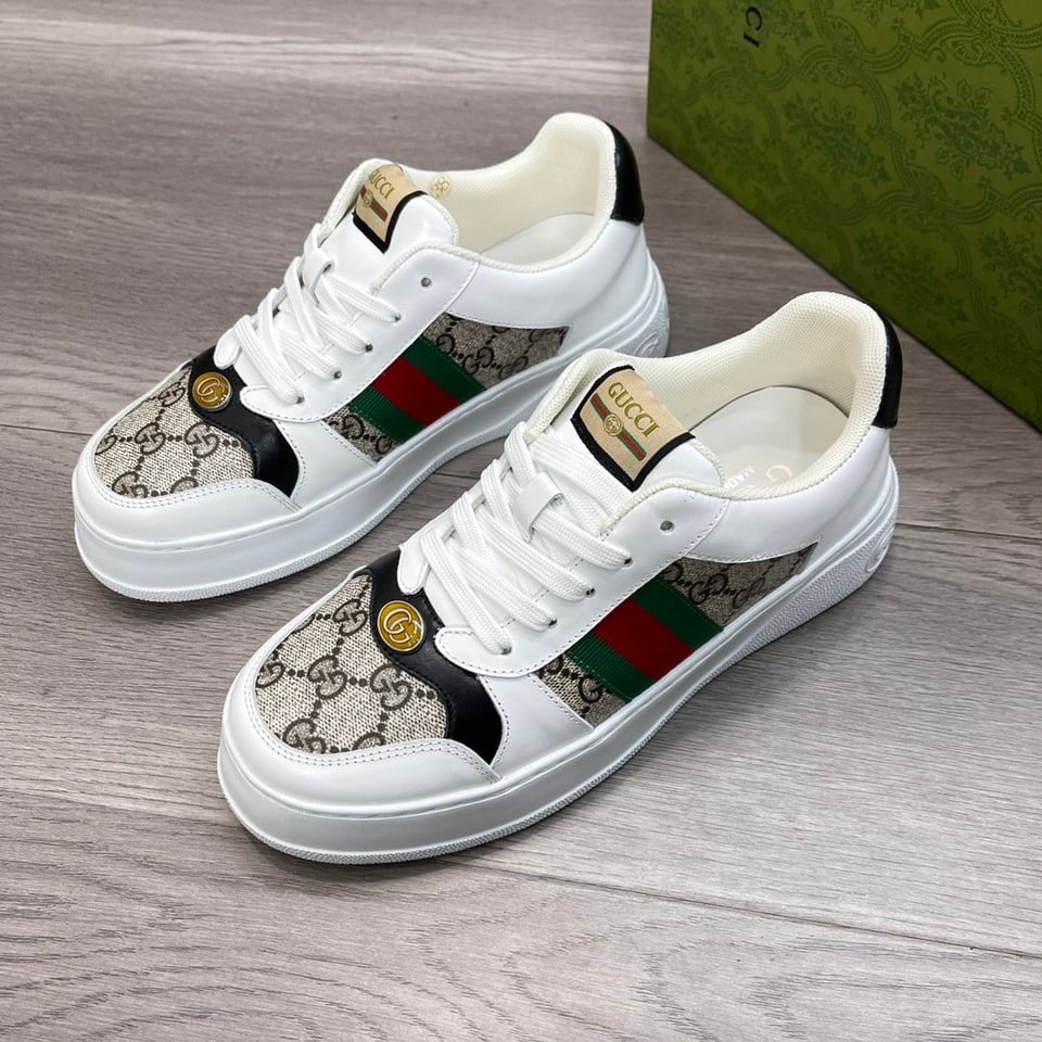 Gucci Screener Sneaker Gg Canvas With Web White view 6
