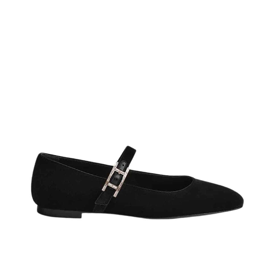 Hermes Jane Ballet Flat In Velvet Noir H242046Z 02370 view 2