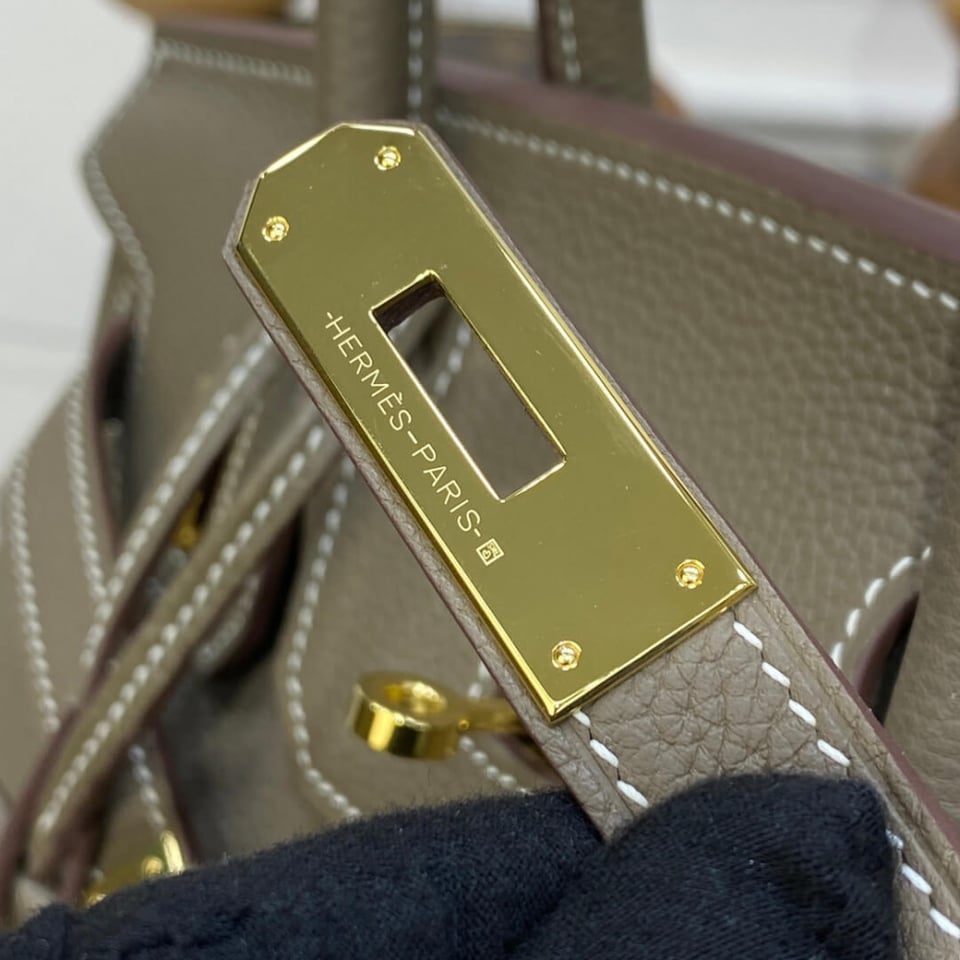 Hermes Birkin 30 Bag Etoupe Gold Hardware Togo Leather view 15