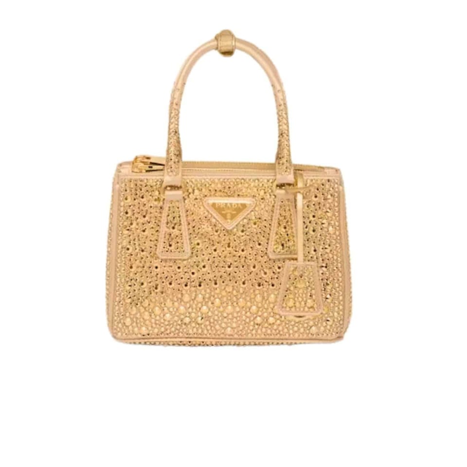 Prada Galleria Satin Mini Bag With Crystals Yellow 23Cm view 2