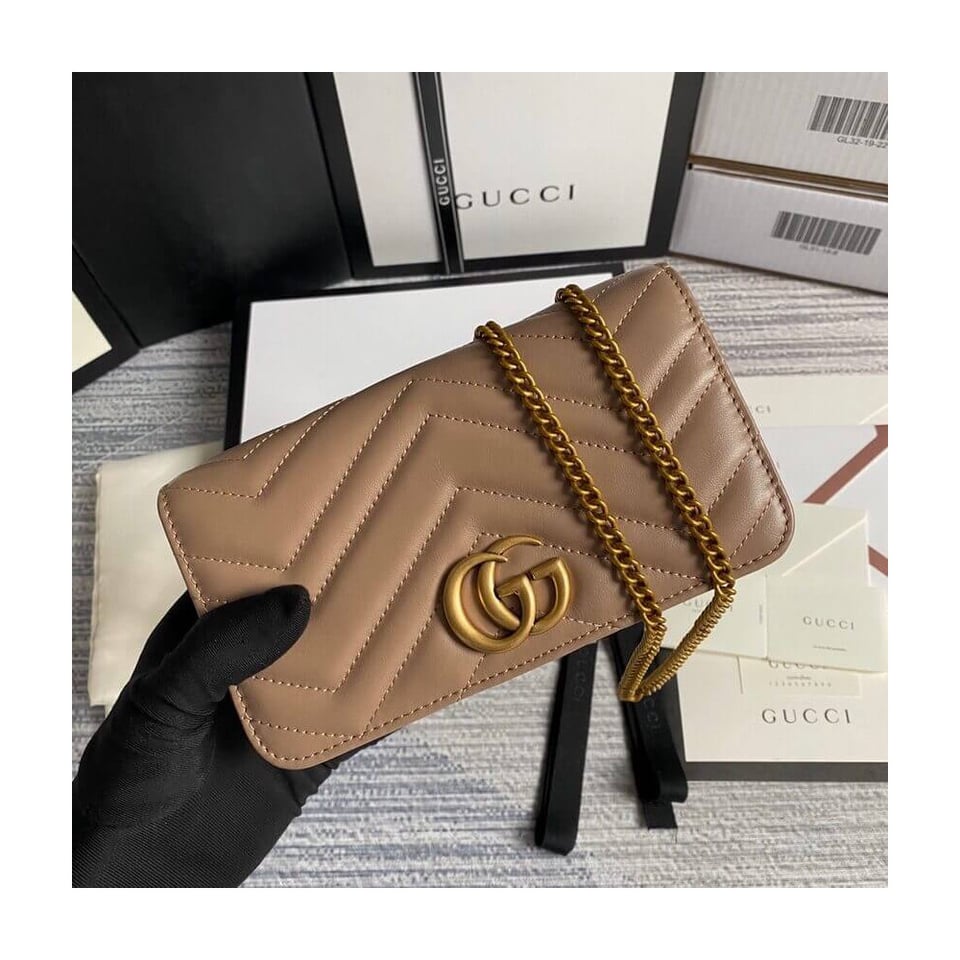 Gucci GG Marmont Mini Bag In Nude Pink Leather view 4
