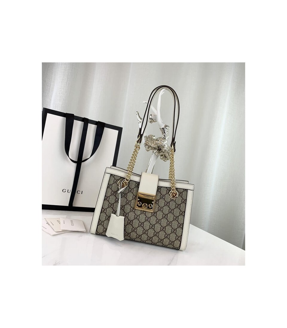 Gucci GG Supreme Padlock Small Shoulder Bag White view 6