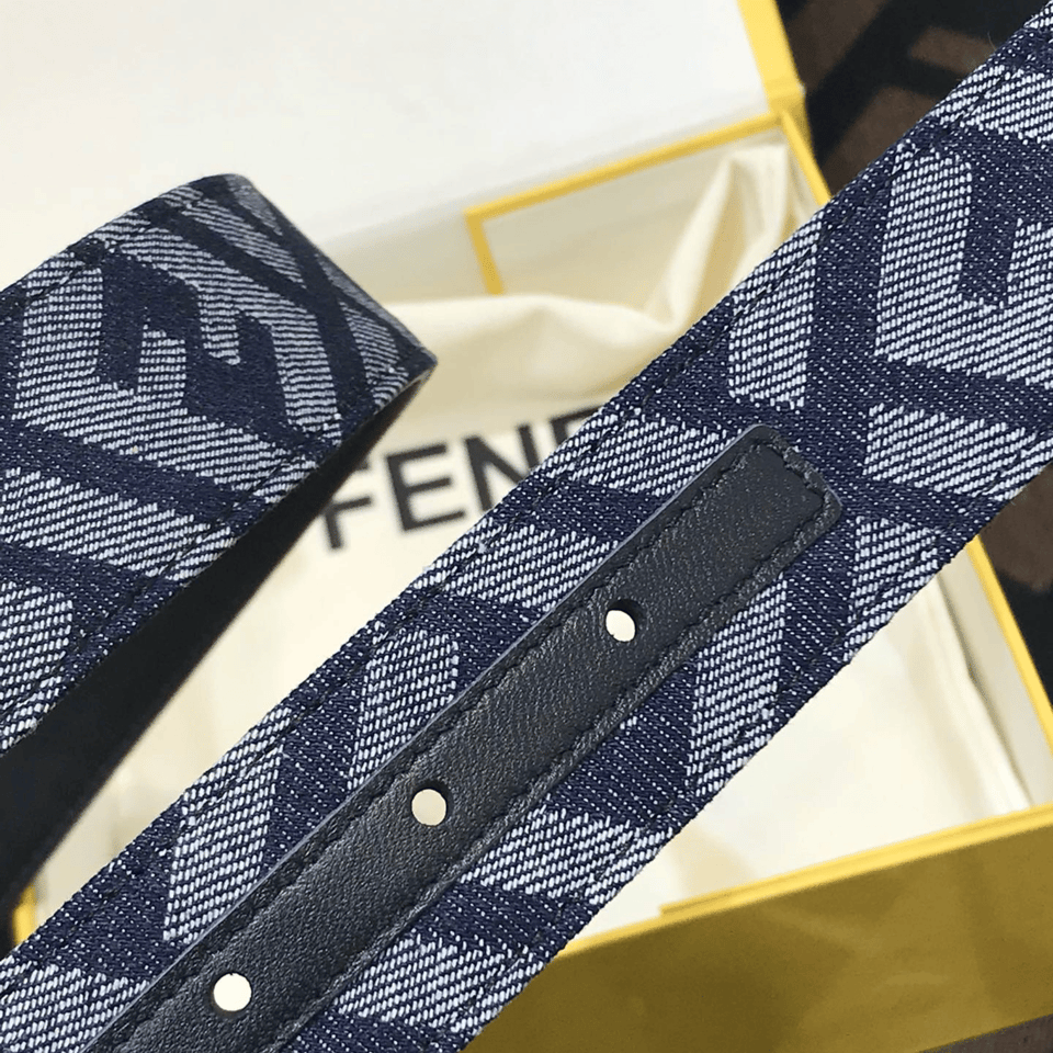 Fendi Silver Buckle FF Pattern 35mm Belt For Men view 4