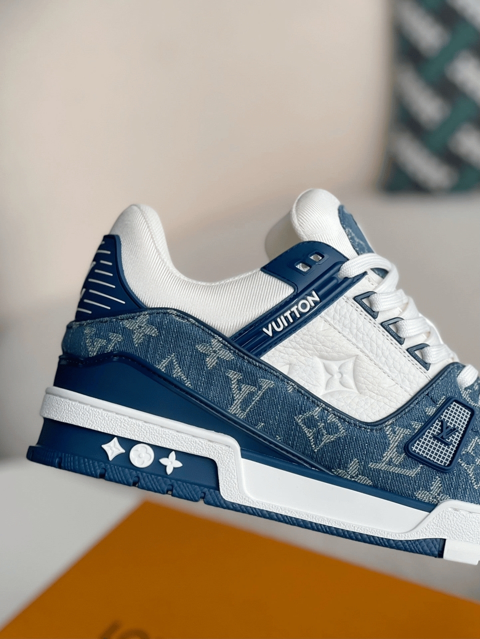 Louis Vuitton LV Trainer Sneaker Monogram Canvas Blue Virgil Abloh for Men view 6
