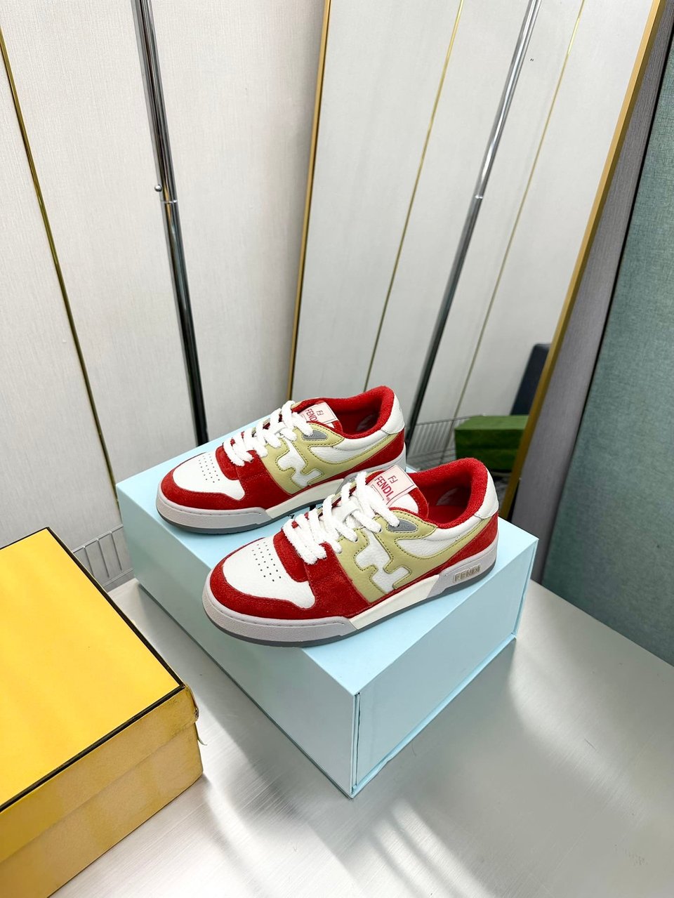 Fendi Match Suede Low Tops White And Red 7E1493Ai1Nf1H1D view 6