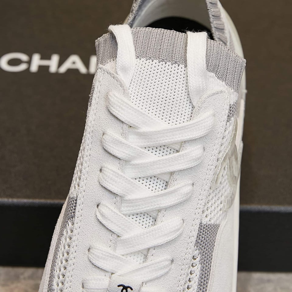 Chanel Cruise Sock Sneakers White Gray view 4