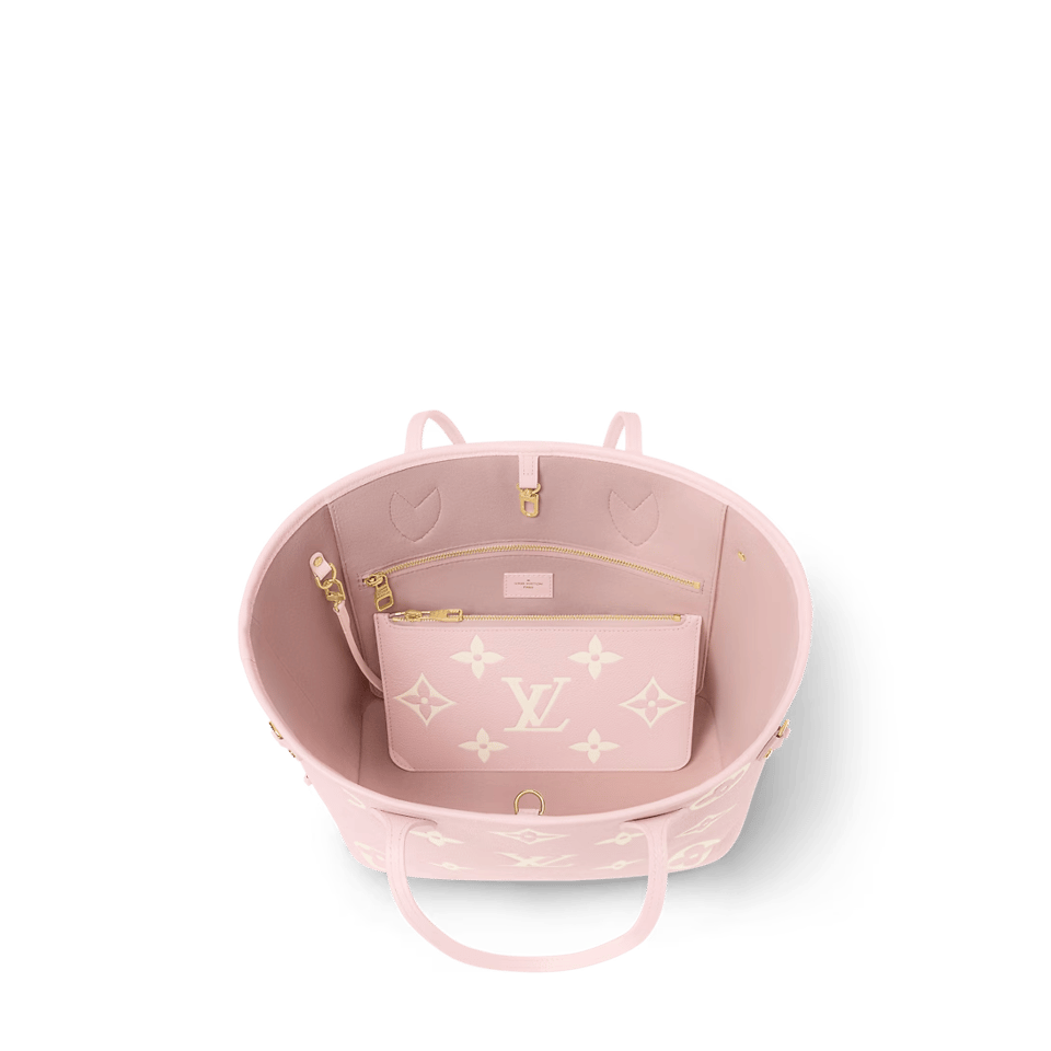 Louis Vuitton Neverfull MM Tote Bag Monogram Empreinte Pink/Quartz Pink/Beige 31cm M14210 view 5