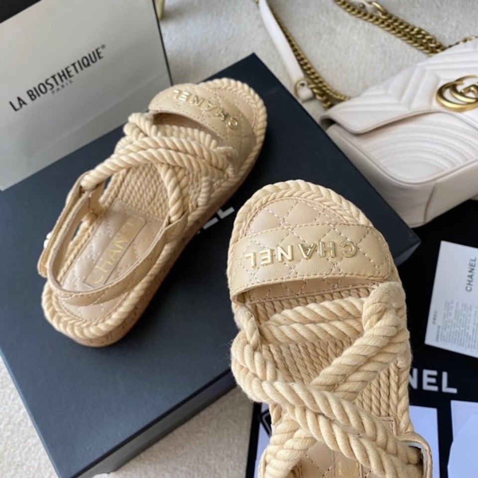 Chanel Rope Sandals Strap Biege view 5