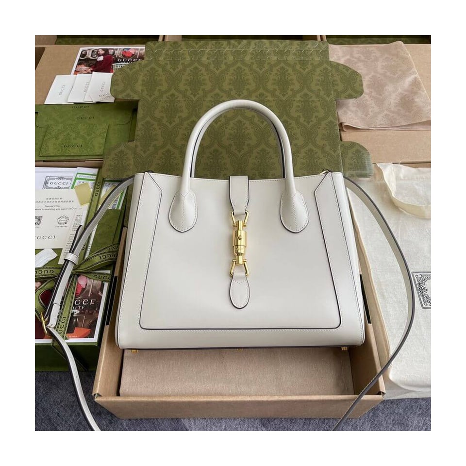 Gucci Jackie 1961 Medium Tote Bag in White Leather 30cm view 20