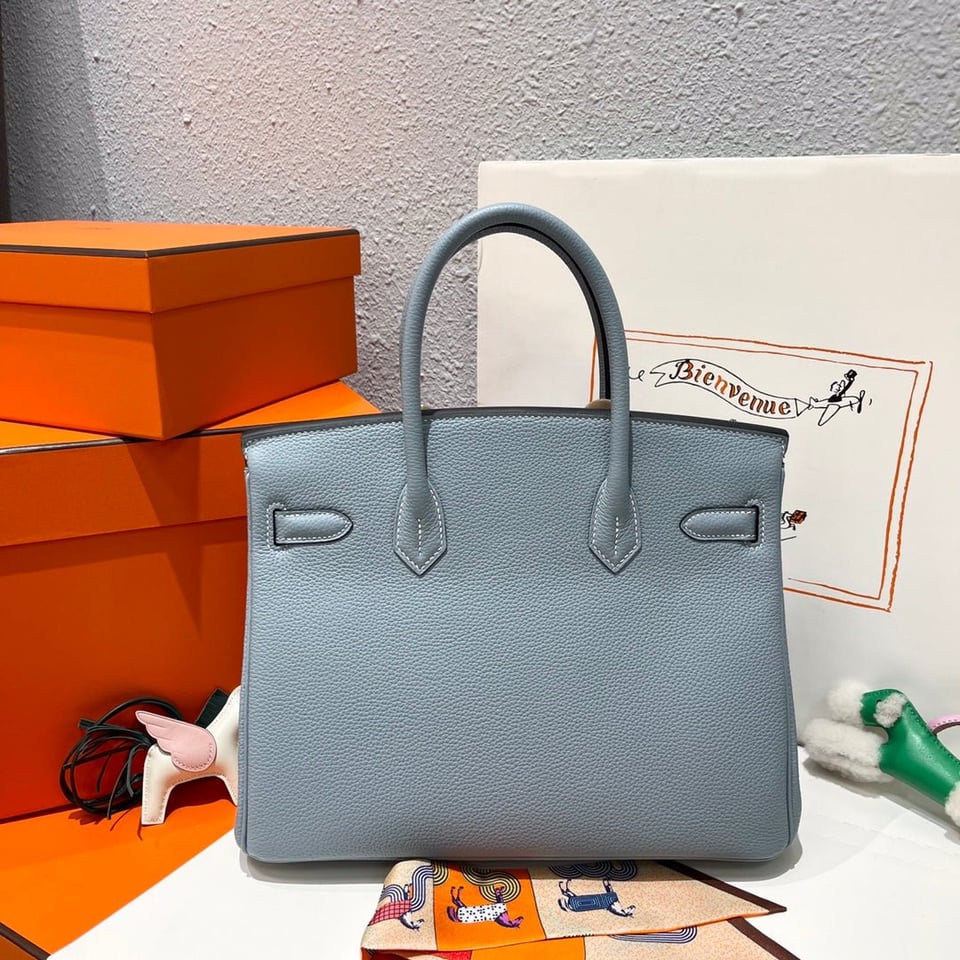 Hermes Birkin 30Cm Cloud Blue Togo Leather Silver Hardware view 3