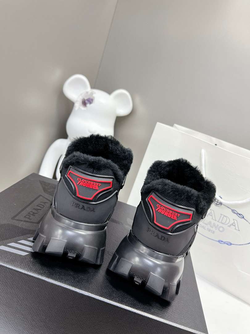 Prada Cloudbust Thunder Technical Fabric Sneakers Black view 9