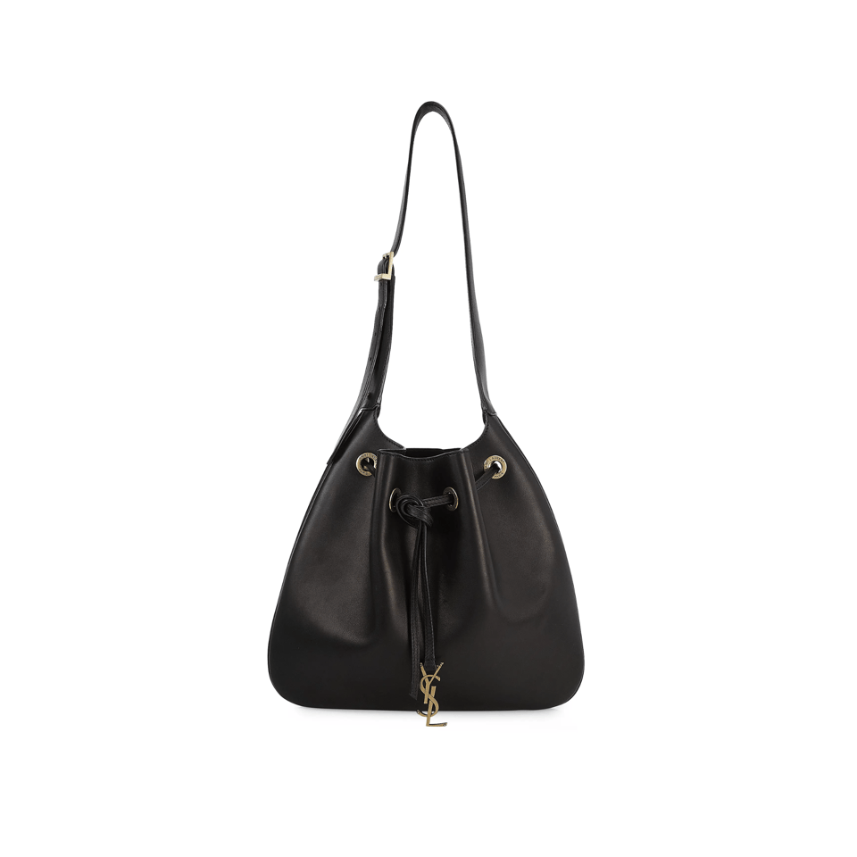 Saint Laurent Paris Vii Medium Flat Hobo Bag In Smooth Leather Black 28Cm view 2